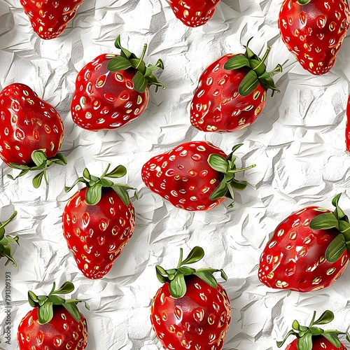 Wallpaper Mural Whimsical Strawberry Fabric Pattern with Artisanal Charm on White Background Torontodigital.ca