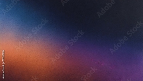 Grainy Gradient Dark Noise Texture: Blue Orange Purple Black Poster Background