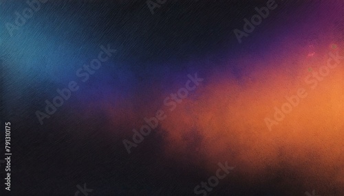 Abstract Dark Noise Texture: Blue Orange Purple Black Grainy Gradient Background