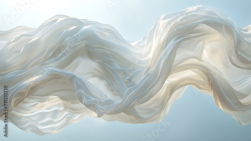 A digitally rendered image of flowing, silky fabric in a soft color palette undulates against a clear background, creating a sense of gentle movement and elegance  photo