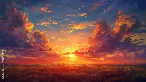 Anime landscape at sunset © 2rogan