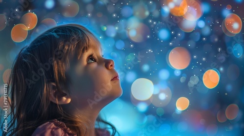 A child gazing up at a starry night sky emphasizing the importance of natural light cycles for optimal health and wellness. .