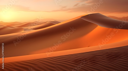 Dunes of the Sahara desert at sunset. 3d render illustration