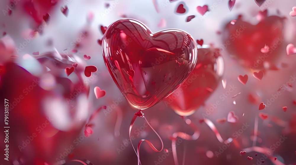 Vibrant Valentine's Day Heart Decorations with Festive Confetti