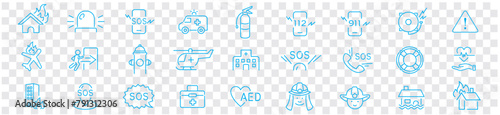 Emergency icon set. 

