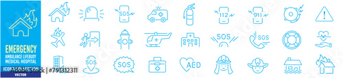 Emergency icon set. 
