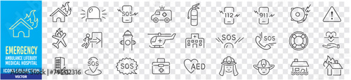 Emergency icon set. 
