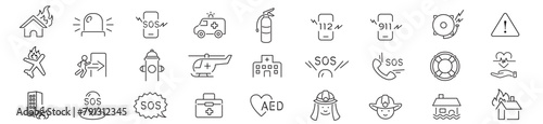 Emergency icon set. 
