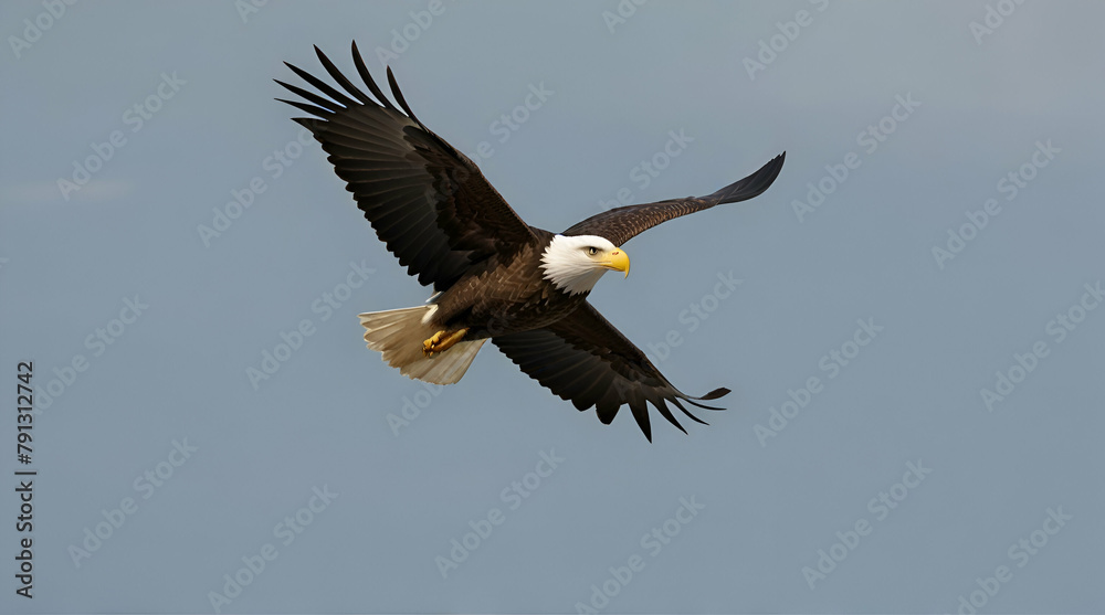 A spread-wing bald eagle soars in the sky. Isolated, Generative.AI
A spread-wing bald eagle soars in the sky. Isolated, Generative.AI