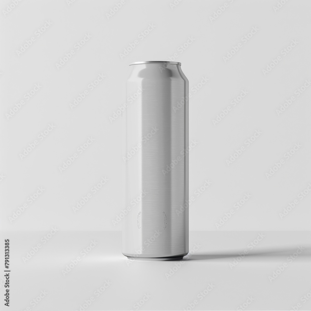 A white can is sitting on a white background A white can is sitting on a white background