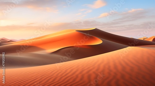 Desert sand dunes panorama at sunset. 3d render © Iman