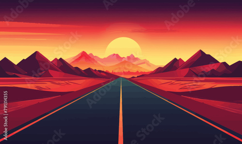a road going through a desert with mountains in the background photo