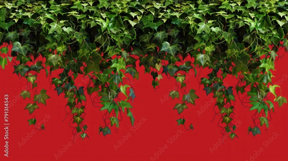 Fototapeta premium plant leaf branch. vine.red background