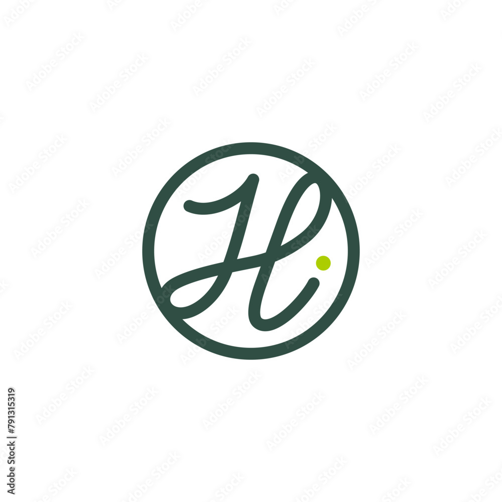 Letter H i with a Circle Vector Logo Design Letter H i with a Circle Vector Logo Design