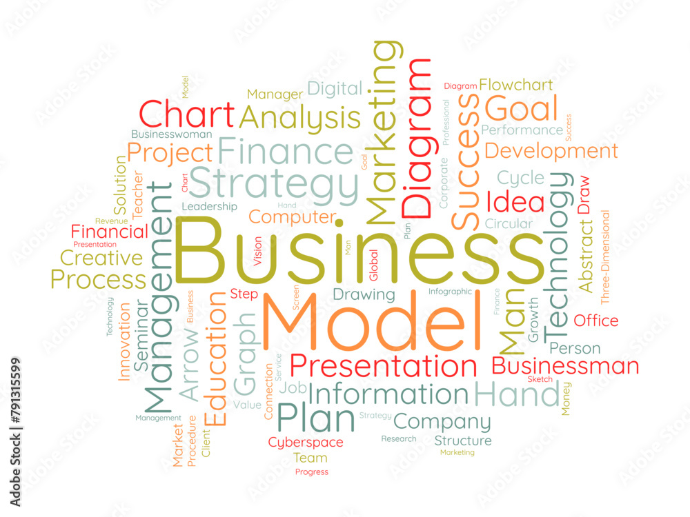Business Model word cloud template. Business diagram concept vector background.