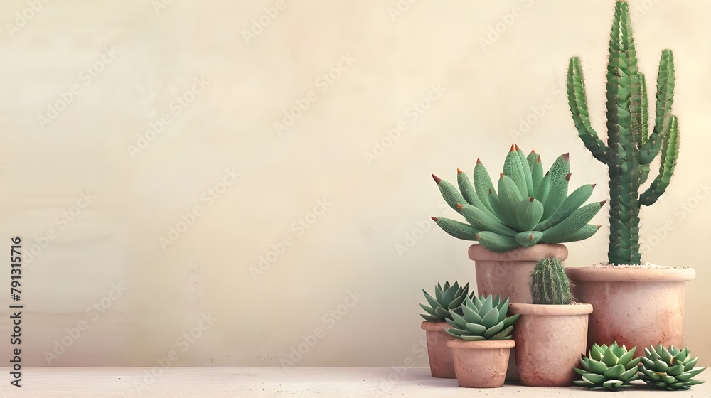 set of colorful cactus plants in colored pots. Exotic and Tropical Plants - Cacti for design isolated on white background. Hand drawn succulent realistic illustrations for design. Ai generated 