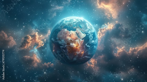 Earth planet in outer space background illustration