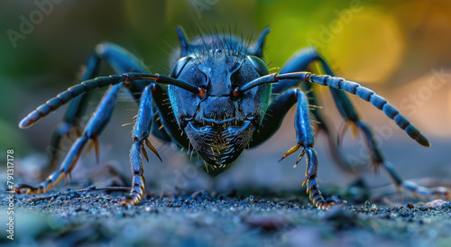 A macro photo of an ant with humanlike eyes and mandibles © Kien