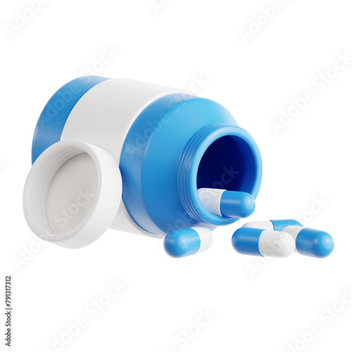 Medication Dispensing Pill Bottle 3D Icon Illustration