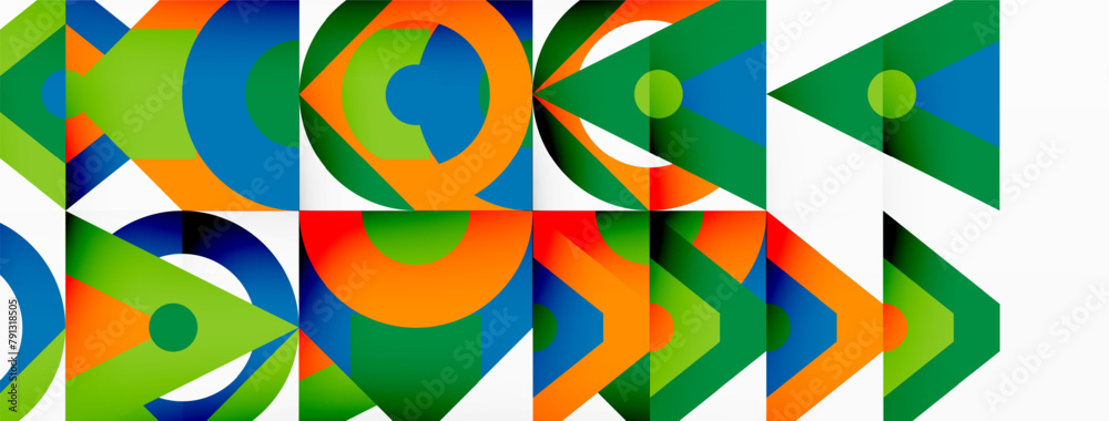 A vibrant geometric pattern featuring rectangles, triangles, and a variety of tints and shades, creating a symmetrical and artistic design on a white background A vibrant geometric pattern featuring rectangles, triangles, and a variety of tints and shades, creating a symmetrical and artistic design on a white background