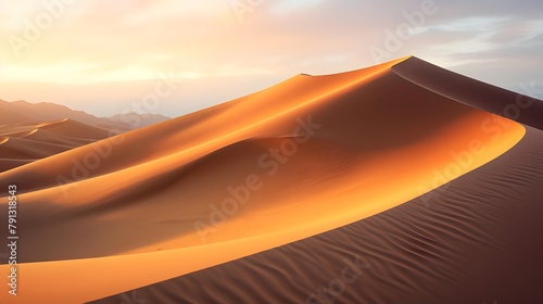 Sand dunes in the Sahara desert at sunset. 3d render