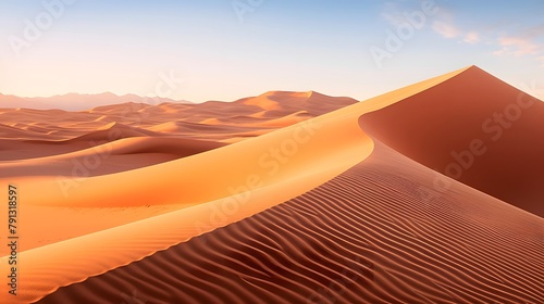Sand dunes in the Sahara desert. Morocco. Africa. Panorama