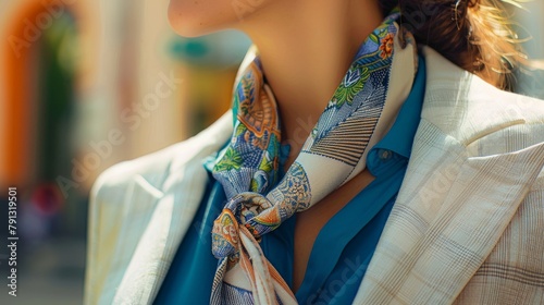 Elegant Woman in Summer Business Attire Close-up.