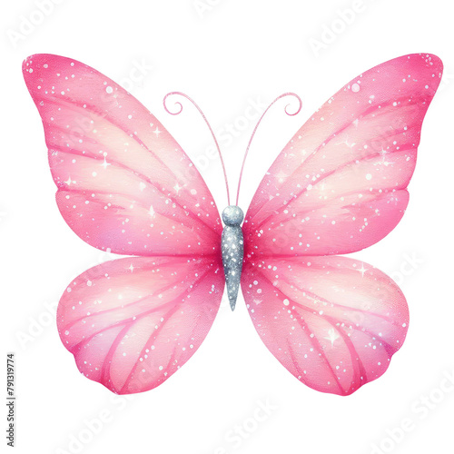 Gilter Pink Butterfly Clipart Illustration © Danbamstore