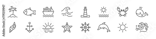 Photography Sea icons set