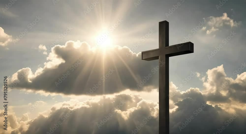 Cross under Sunlight: Reverent Low-Angle View Cross under Sunlight: Reverent Low-Angle View
