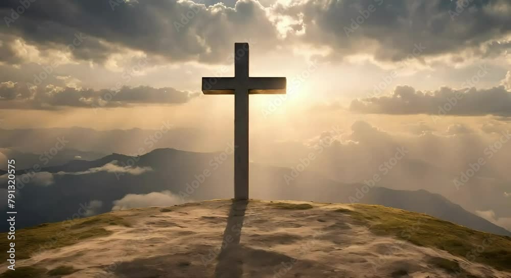 Cross under Sunlight: Reverent Low-Angle View Cross under Sunlight: Reverent Low-Angle View