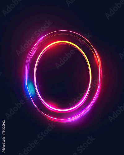 A radiant neon "O" encircles itself with a fiery gradient, pulsing against the night's canvas.