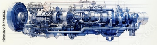 The image is a cutaway view of a large diesel engine. photo