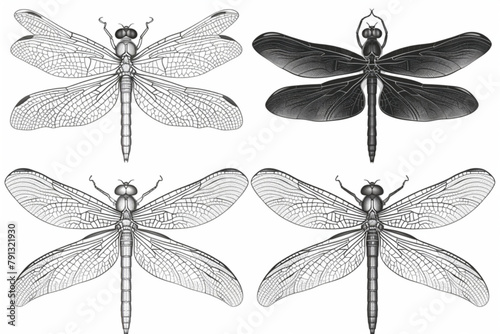 wings set illustration  beetle  insect isolated on white. wing vector. Realistic Dragonfly Wings vector icon  white background  black colour icon