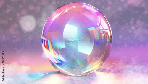 realistic render of a colorful spherical dome shape prism. seamless looping overlay 4k virtual video animation background photo