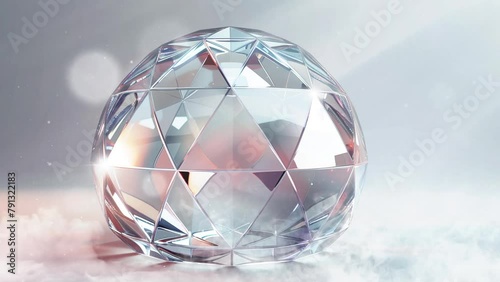 realistic render of a silver spherical dome shape prism. seamless looping overlay 4k virtual video animation background photo