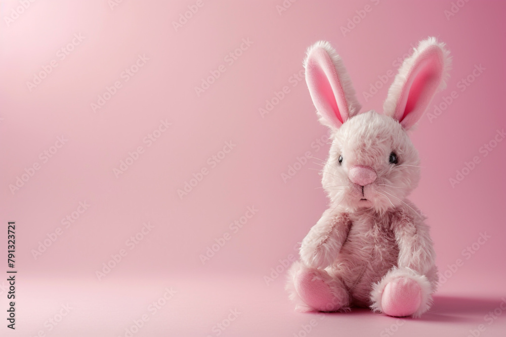 Obraz premium Easter bunny rabbit on pink background. Easter holiday concept.