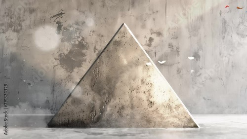 realistic render of a pyramidal shape with concrete. seamless looping overlay 4k virtual video animation background photo