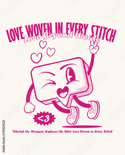 cute baloon text retro character illustration