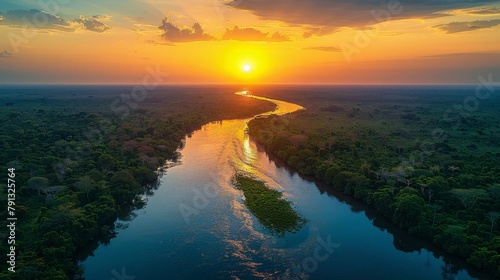 A river with a sunset in the background photo