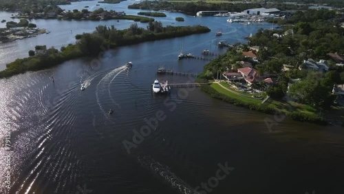 Beautiful day for boating aerial view of Tarpon Springs, Florida photo