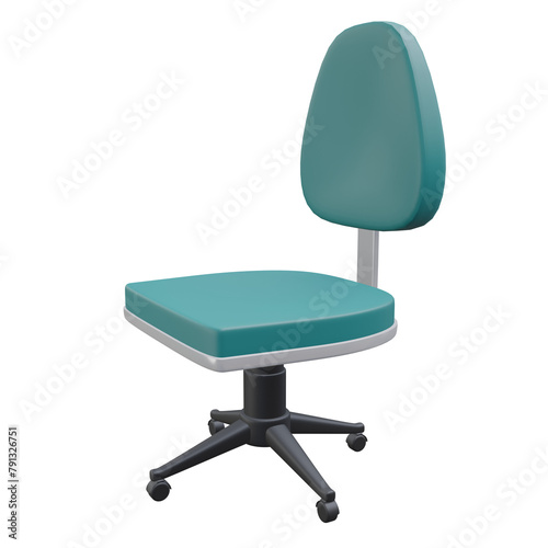 office chair, office 3d icon illustration with transparent background
