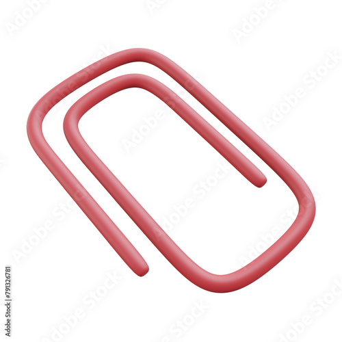 paper clip, office 3d icon illustration with transparent background
