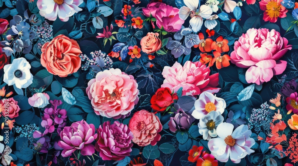 Floral Digital Print Design with Patterns Everywhere