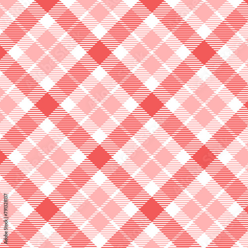 Red and white checkered tablecloth with plaid pattern