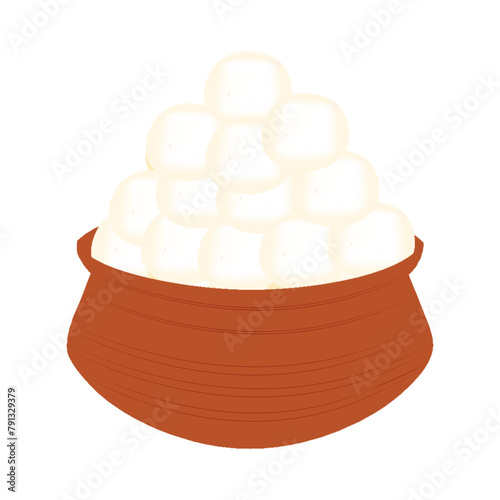 Rasgulla Bengali Indian Sweet Dessert In A Earthen Pot Icon