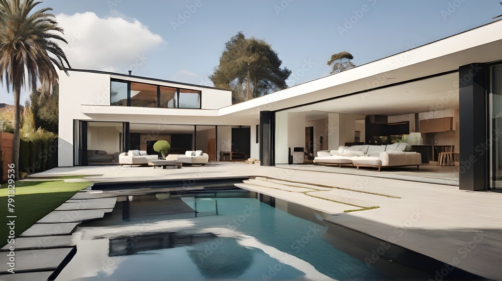 Fototapeta premium luxury modern home design with swimming pool.