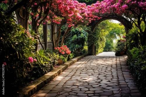 Pathway Perspective: Shoot the decor from the end of a garden pathway. © OhmArt
