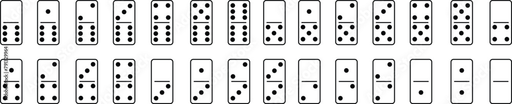 Set of Dominoes icons line styles with editable stock. Domino bones art designs. Abstract concept for game element. Series wooden chip. Stone for tournament, casino isolated on transparent background. Set of Dominoes icons line styles with editable stock. Domino bones art designs. Abstract concept for game element. Series wooden chip. Stone for tournament, casino isolated on transparent background.