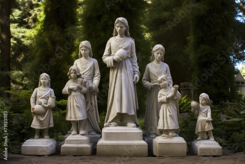 Family of Statues: Photograph a collection of statues as a family.